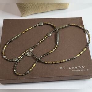 Silpada "Show Your Metal" necklace sterling silver brass pyrite and labradorite